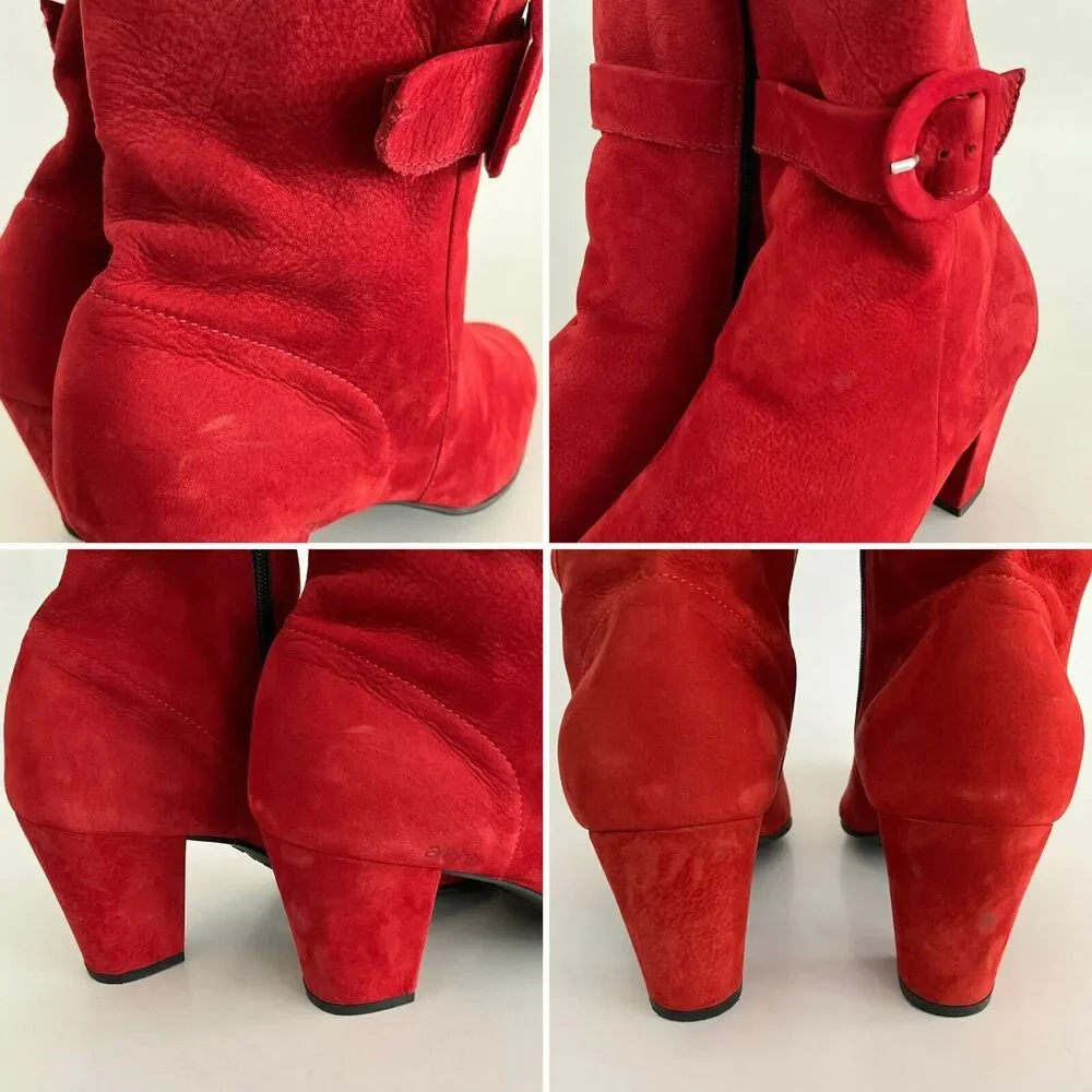 Arche LN  Suede Ankle Comfort Boots Red 42